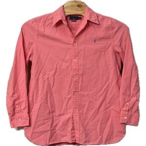 Ralph Lauren Relaxed Fit Shirt Long Sleeve‎ Button Up Pink Cotton Men's XL